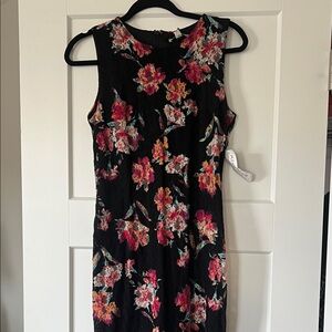 Eva Mendes for New York & Company Floral Black Midi Dress